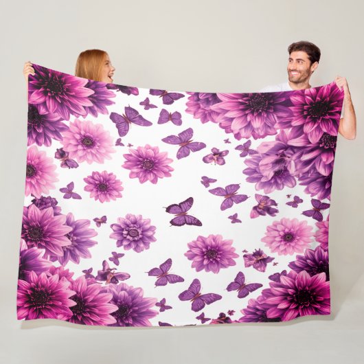 Romantic Rosy Floral フリースブランケット (インサイチュ)