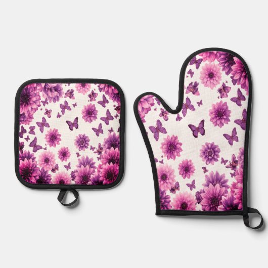 Romantic Rosy Floral 鍋つかみ&鍋敷きセット (正面)