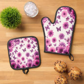Romantic Rosy Floral 鍋つかみ&鍋敷きセット (トップダウン)