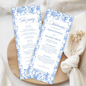 Romantic Royal Blue Toile de Jouy Wedding Program プログラム