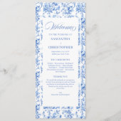Romantic Royal Blue Toile de Jouy Wedding Program プログラム (正面)