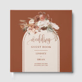 Romantic Rust Pampas Grass Boho Floral Guest Book ゲストブック (正面)