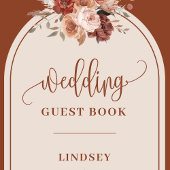 Romantic Rust Pampas Grass Boho Floral Guest Book ゲストブック