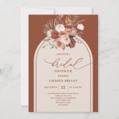 Romantic Rust Pampas Grass Floral Bridal Shower  招待状 (正面)