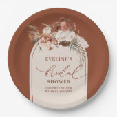 Romantic Rust Pampas Grass Floral Paper Plates ペーパープレート (正面)