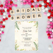 Romantic Rustic Botanical Greenery  Bridal Shower  招待状