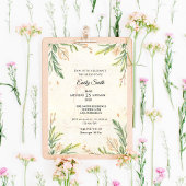 Romantic Rustic Botanical Greenery  Bridal Shower  招待状