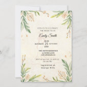 Romantic Rustic Botanical Greenery  Bridal Shower  招待状 (正面)