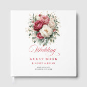 Romantic Rustic Red Blush Wedding Guest Book ゲストブック (正面)