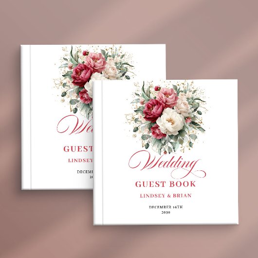 Romantic Rustic Red Blush Wedding Guest Book ゲストブック