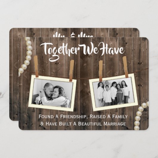 Romantic & Rustic Vow Renewal Two Photo Invitation 招待状 (正面/裏面)