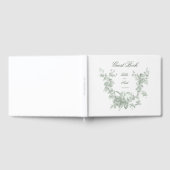 Romantic Sage Floral Wreath w/Lovebirds Wedding ゲストブック (全面)