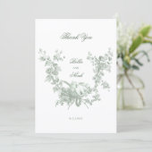 Romantic Sage Floral Wreath w/Lovebirds Wedding サンキューカード (スタンド正面)