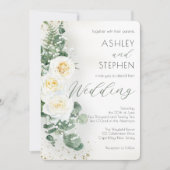 Romantic Sage Green Floral Wedding Invitation 招待状 (正面)