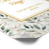 Romantic Sage Green Gold Foliage Wedding Custom  ポスター (角)