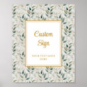 Romantic Sage Green Gold Foliage Wedding Custom  ポスター (正面)