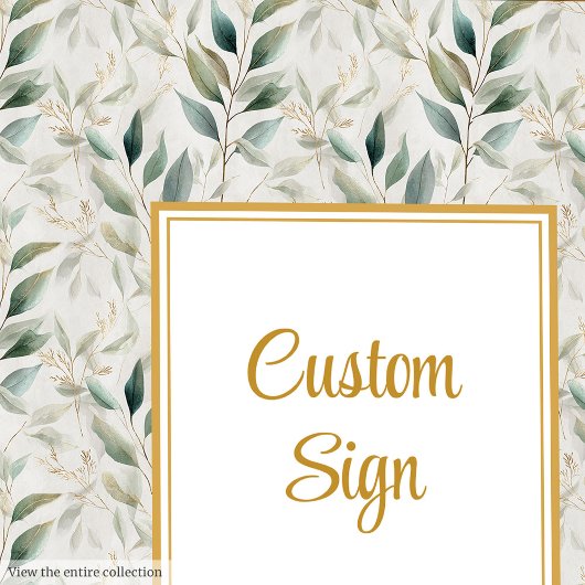 Romantic Sage Green Gold Foliage Wedding Custom  ポスター