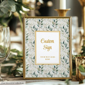 Romantic Sage Green Gold Foliage Wedding Custom  ポスター