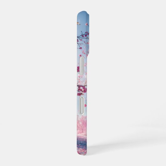 Romantic Sakura - Heart Blossom Phone Case iPhone 16ケース (右側面)