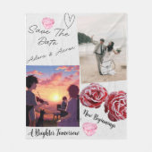 Romantic Save The Date Wedding Collage フリースブランケット (正面)