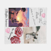 Romantic Save The Date Wedding Collage フリースブランケット (正面(横))