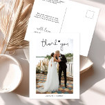 Romantic Scriptハート結婚の写真Thank You Post ポストカード<br><div class="desc">甘いロマンチックな台本、ハート結婚と写真感謝していはあなたの葉書。文字、ハート、背景色は、任意のテーマに合わせて変更できる。</div>