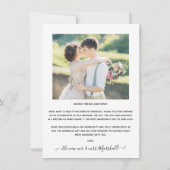 Romantic Script結婚の感謝してい写真 サンキューカード (裏面)