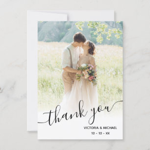 Romantic Script結婚の感謝してい写真 サンキューカード