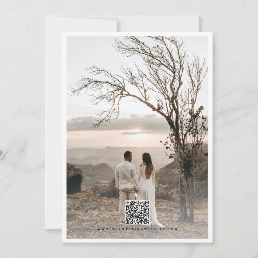 Romantic Script Calligraphy Add Photo Wedding Save セーブザデート (裏面)