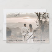 Romantic Script Calligraphy Add Photo Wedding Save セーブザデート (正面)