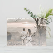 Romantic Script Calligraphy Add Photo Wedding Save セーブザデート (スタンド正面)