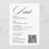 Romantic Script Calligraphy Details QRcode Wedding エンクロージャーカード (正面)