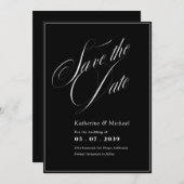 Romantic Script Calligraphy QR code Wedding セーブザデート (正面/裏面)