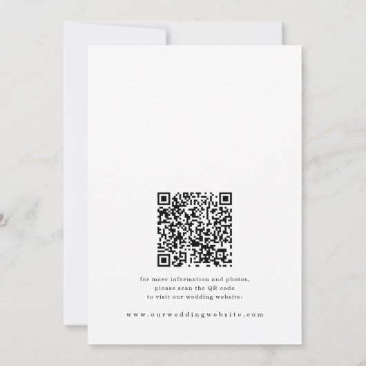 Romantic Script Calligraphy QR code Wedding セーブザデート (裏面)