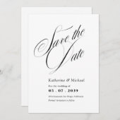 Romantic Script Calligraphy QR code Wedding セーブザデート (正面/裏面)