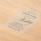 Romantic Script Calligraphy Simple & Chic Wedding アクリル招待状 (レイダウン)