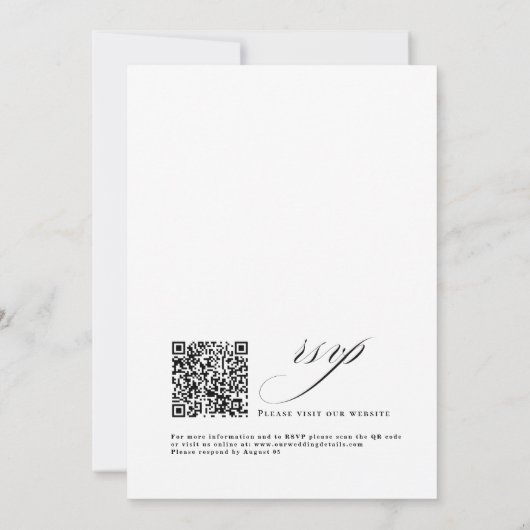 Romantic Script Calligraphy Simple & Chic Wedding 招待状 (裏面)