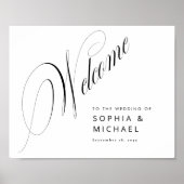 Romantic Script Calligraphy Wedding Welcome Sign ポスター (正面)