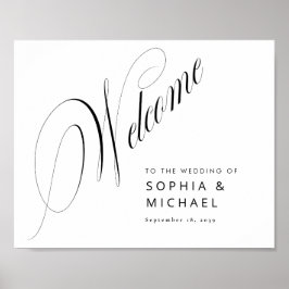 Romantic Script Calligraphy Wedding Welcome Sign ポスター