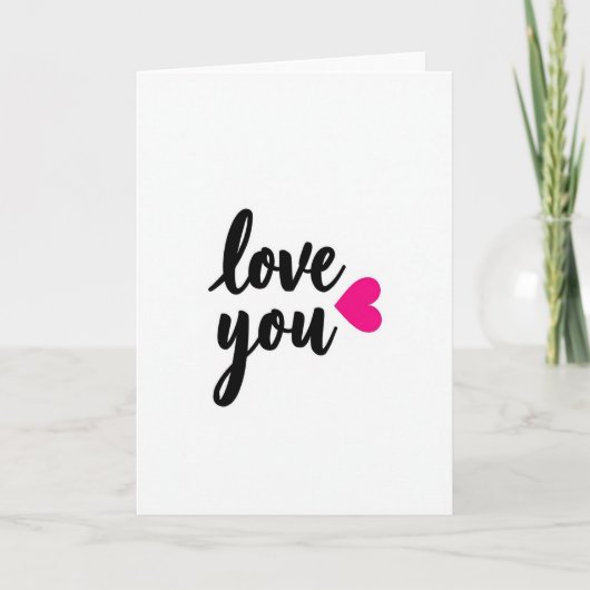 Romantic Script Love You Heart Foil Card カード (正面)