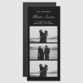 Romantic Script Photo Strip Magnetic Black Wedding (正面/裏面)