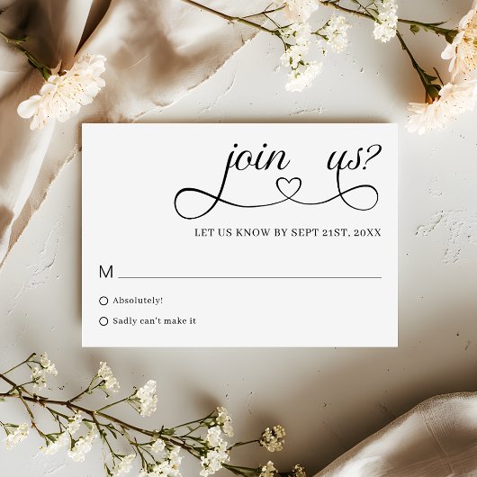 Romantic Script Typography Minimalist Wedding RSVP