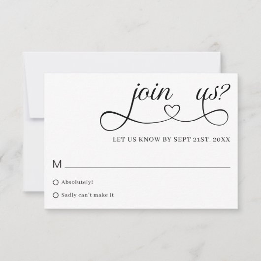 Romantic Script Typography Minimalist Wedding RSVP (正面)