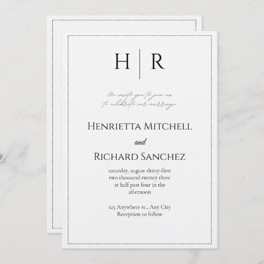 Romantic Script Wedding Invitation – Customizable 招待状 (正面/裏面)