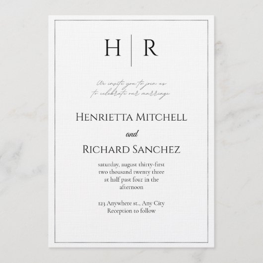 Romantic Script Wedding Invitation – Customizable 招待状 (正面)