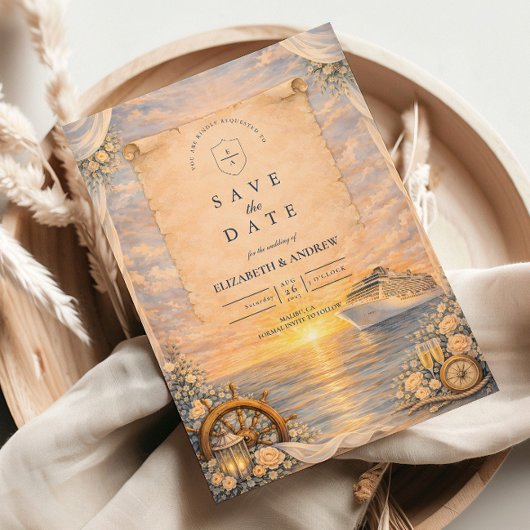 Romantic Seaside Cruise Wedding セーブザデート