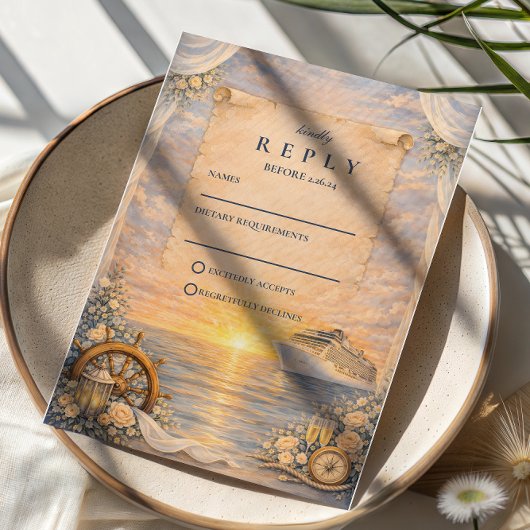 Romantic Seaside Cruise Wedding 出欠カード
