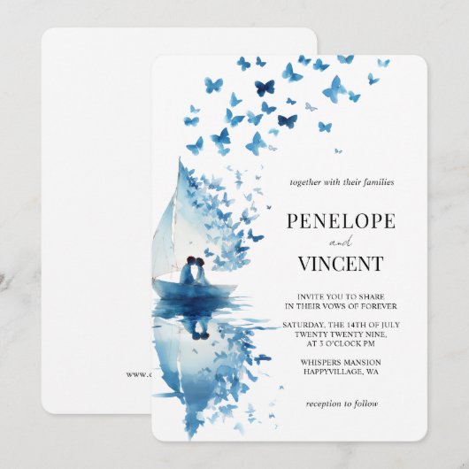 Romantic Seaside Wedding Invitation 招待状 (正面/裏面)