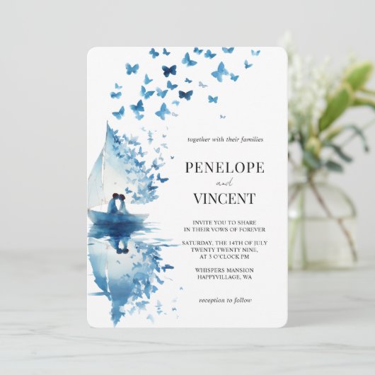 Romantic Seaside Wedding Invitation 招待状 (スタンド正面)