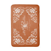 Romantic Shabby Chic Burnt Orange Mr Mrs Newlywed バスマット (正面縦)